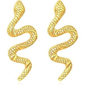 Vivid 18K Gold Plated Snake Dangle Earrings for Women – Stainless Steel